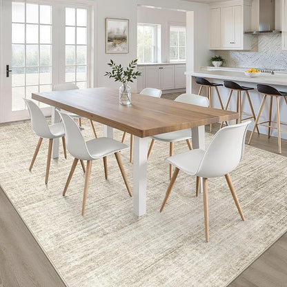 8x10 Area Rugs Living Room: Washable Large Neutral Beige Rug Abstract Soft Modern Stain Resistant Indoor Floor Non-Slip Carpet for Bedroom Nursery Kids Office Playroom Dining Room Under Table Home
