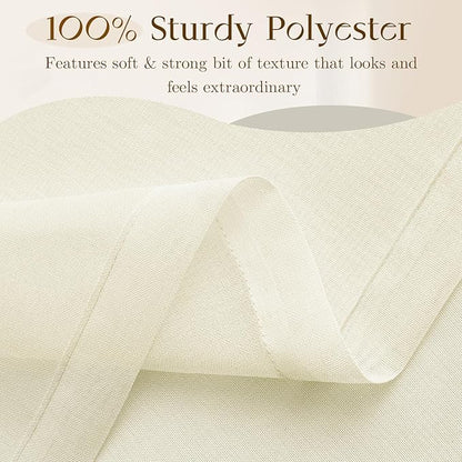 Dreaming Casa Ivory Sheer Curtains 102 Inches Long, Rod Pocket & Back Tab Light Filtering Textured Sheers for Living Room Bedroom, 2 Panels, Each 52" W x 102" L