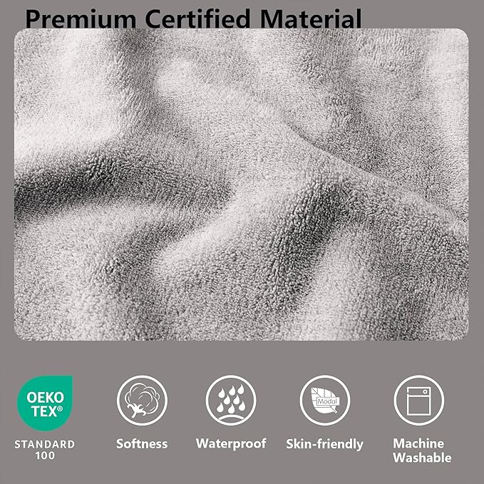 Waterproof Blanket for Bed King Size, Leak Proof Dog Couch Blankets Reversible, Pet Throw Sofa Furniture Protector Machine Washable-82 x108,Light Grey+Dark Grey