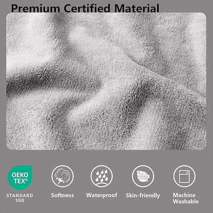 Waterproof Blanket for Bed King Size, Leak Proof Dog Couch Blankets Reversible, Pet Throw Sofa Furniture Protector Machine Washable-82 x108,Light Grey+Dark Grey