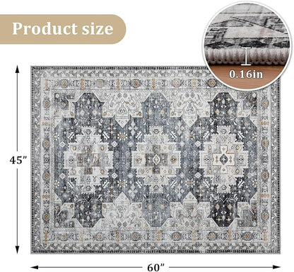 chakme Office Chair Mat for Hardwood Floor, 60"x45" Easy Glide Computer Desk Mat Protector for Rolling Chair Under Desk Rug Nonslip Backing, Machine Wash, (Boho)