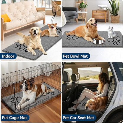 Bcoimo Super Absorbent Dog Door Mat, 60"*24" Anti Slip Mat for Muddy Paws, Pet Rugs for Dirty Paws Washable That Absorbs Moisture and Dirt, for Dog Cage and Pet Resting Carpet