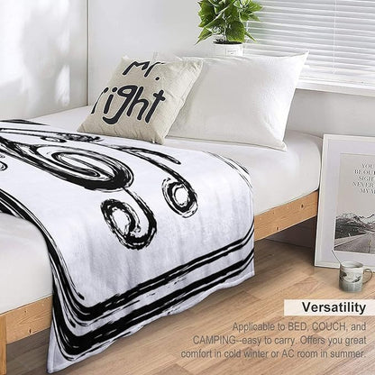 Music Blanket Black Abstract Graffiti Music Note Art Printed Soft Cozy Lightweight Throw Blanket for Kids Girls Boys Women Men Bedroom Living Room Dorm Chair Sofa Travel 60x80in