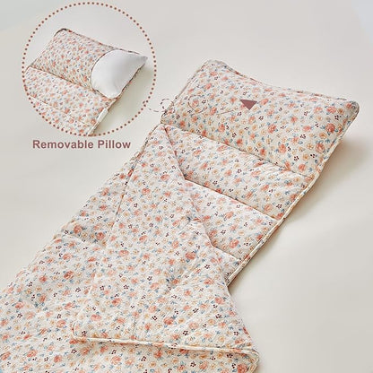 Toddler Nap Mat with Removable Pillow,Ultra Soft Slumber Bags for Girls,Kids Sleeping Bags with Roll Up Design, Perfect for Preschool,Daycare,Kindergarten