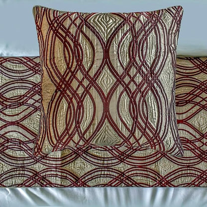 The HomeCentric King/Queen/Twin Brown Decorative Bed Runner Queen 74"x18" Bed Runner Without Pillow Cover, Quilted, Swirl Pattern Bed Scarf on Satin Fabric - Brown Swirls