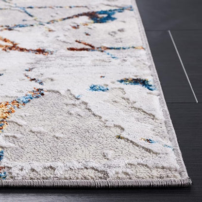 SAFAVIEH Amelia Collection Runner Rug - 2' x 6', Grey & Blue Gold, Modern Abstract Design, Non-Shedding & Easy Care, Ideal for High Traffic Areas in Living Room, Bedroom (ALA293M)