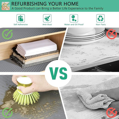 Self-Adhesive Shelf Liner Kitchen Liner, Waterproof Backed Paper Easy Peel and Stick Contact Liner Without Residue for Decor Your Desk Surface, Kitchen Countertops (Silver, 11.8 x 236.2 inches)