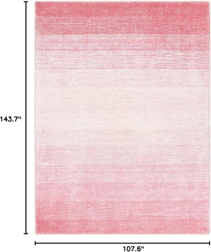 Wonnitar Modern Ombre Light Pink 9x12 Area Rug, Washable Soft Bedroom Rug Non-Slip Rugs for Living Room, Non-Shedding Large Nursery Mat, Thin Floor Carpet for Kids Playroom Dining Room (Pink, 9'x12')