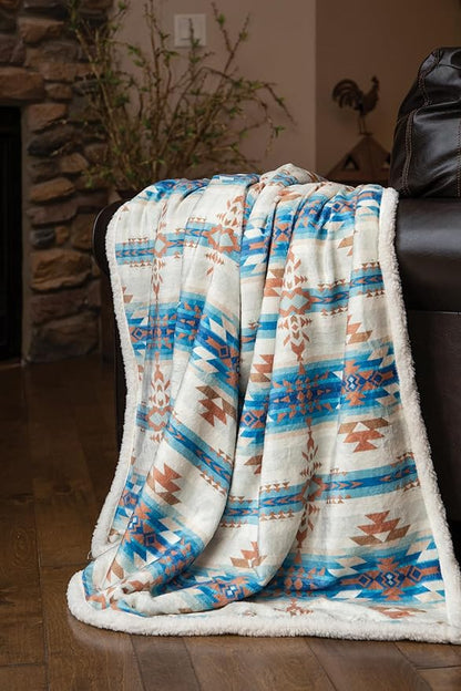 CARSTENS, INC. Wrangler Ultra Premium Super Soft Plush Sherpa Fleece Oversized Throw Blanket 54" x 68", Stack Rock