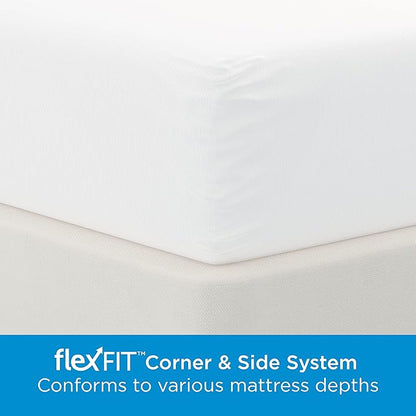 AllerEase Waterproof Mattress Protector Stain Protection Queen Size Allergen Barrier Hot Water Washable Machine Washable Durable Zippered Knit Mattress Cover Stretch Corners (White)