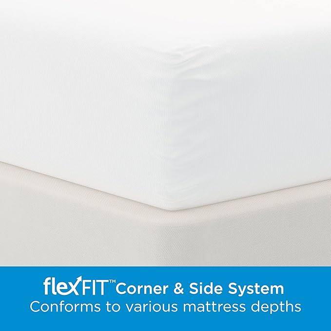 AllerEase Waterproof Mattress Protector Stain Protection Twin Size Allergen Barrier Hot Water Washable Machine Washable Durable Zippered Knit Mattress Cover Stretch Corners (White)