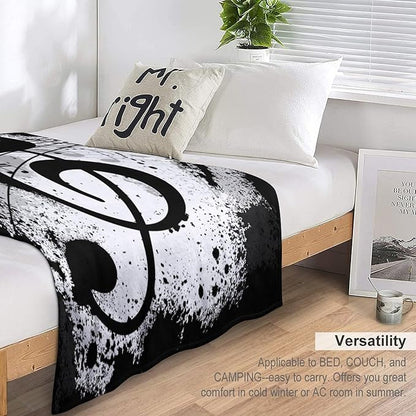 Music Blanket Black White Abstract Music Note Art Print Soft Cozy Lightweight Throw Blanket for Women Men Bedroom Living Room Dorm Chair Sofa Travel 60x80in
