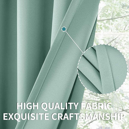 BGment Sage Green Kitchen Curtains 36 Inch Length for Window Over Sink - Small Half Drapes with Rod Pocket Privacy Protection for Cafe Bathroom Window, 34 x 36 Inch, 2 Panels