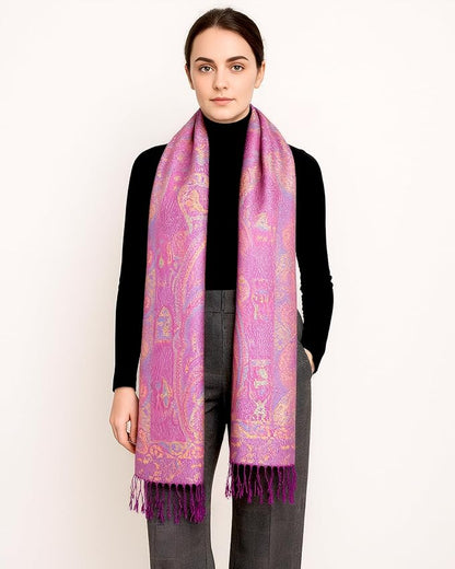 Achillea Big Paisley Pashmina Shawl Wrap for Women – Elegant Scarf for Weddings, Evening Dresses, Festivals & Daily Wear