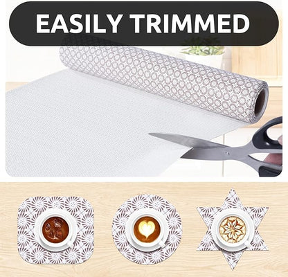 RAY STAR 18X96 Inch Shelf Liner for Kitchen Cabinets, Non-Adhesive Cabinet Liner Washable, PVC Drawer Liner for Dresser Non-Slip Bathroom (Circle)(2 Roll)