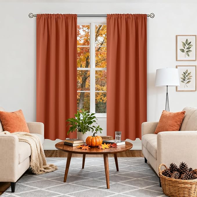 BGment Terracotta Blackout Curtains for Living Room Window - Thermal Insulated Drapes with Rod Pocket Room Darkening Privacy for Bedroom, 42 x 72 Inch, 2 Panels