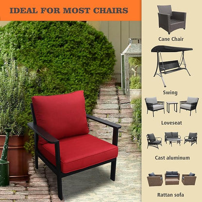 Goodgoods 24x28 inch Outdoor/Indoor Deep Seat Cushions Set of 2 Deep Seat Bottom Resilient Foam Filling Water Repellent Stain-Resistant UV Resistant Weather Resistant Patio Furniture Chili
