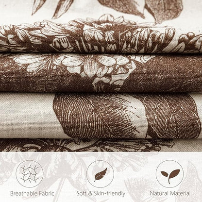 Foindtower Set of 2 Linen Floral Throw Pillow Covers Vintage Accent Print Decorative Cushion Covers Farmhouse Boho Home Decor for Sofa Chair Couch Bedroom Living Room,22×22 Inch,Dark Brown