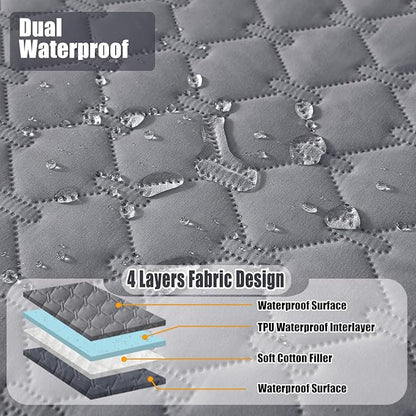 Smiry Waterproof Dog Bed Cover Blanket, Soft Reversible Pet Blanket, Washable Leakproof Cats Dogs Couch Cover for Sofa, Couch, Furniture, Plaid (52x82 Inch, Grey/Dark Grey)