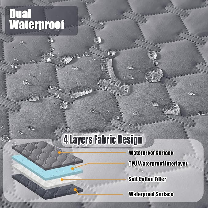 Smiry Waterproof Dog Bed Cover Blanket, Soft Reversible Pet Blanket, Washable Leakproof Cats Dogs Couch Cover for Sofa, Couch, Furniture, Plaid (68x82 Inch, Grey/Dark Grey)