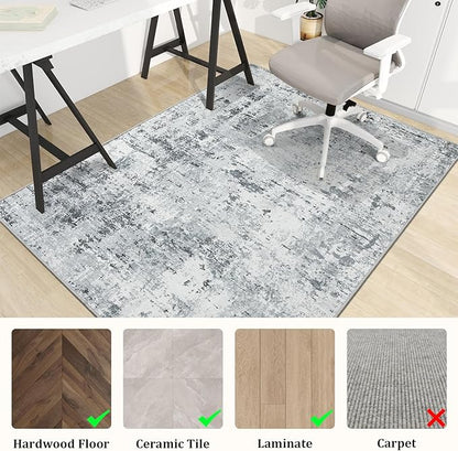 chakme Office Chair Mat for Hardwood Floor, 60"x45" Easy Glide Computer Desk Mat Protector for Rolling Chair Under Desk Rug Nonslip Backing, Machine Wash, (Boho)