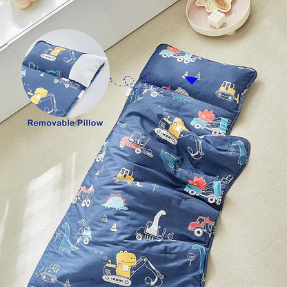 Toddler Nap Mat with Removable Pillow,Ultra Soft Slumber Bags for Girls,Kids Sleeping Bags with Roll Up Design, Perfect for Preschool,Daycare,Kindergarten