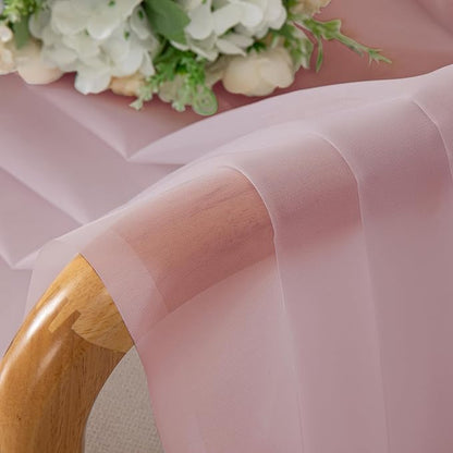 OVZME Blush Pink Sheer Curtains 90 Inches Long 2 Panels - Soft Light Filtering Window Sheer Panels for Living Room/Bedroom, Top Dual Rod Pocket, 1 Pair, Each 42Wx90L Inches
