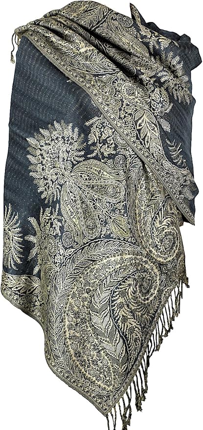 Achillea Big Paisley Pashmina Shawl Wrap for Women – Elegant Scarf for Weddings, Evening Dresses, Festivals & Daily Wear