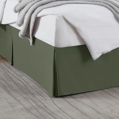 Nestl Olive Green Twin XL Bed Skirt - Twin XL Size Bed Skirt 14 Inch Drop - Brushed Microfiber Bed Skirts - Hotel Quality Pleated Bed Skirt - Shrinkage & Fade Resistant