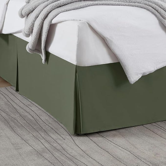 Nestl Olive Green Bed Skirt Queen Size - Queen Bed Skirt 14 Inch Drop - Brushed Microfiber Bed Skirts - Hotel Quality Pleated Bed Skirt - Shrinkage & Fade Resistant