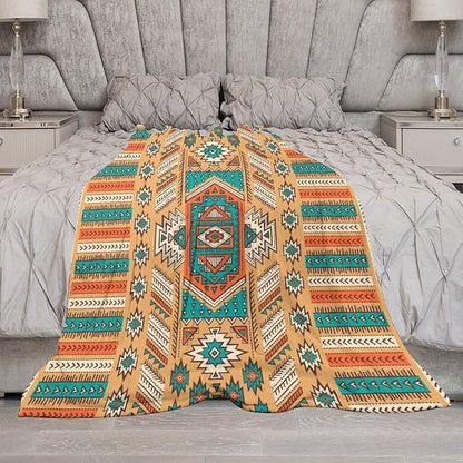 Aztec Throw Blanket, Tribal Navajo Print Native Blanket for Camping Outdoor Couch Sofa Bed 40"x50"