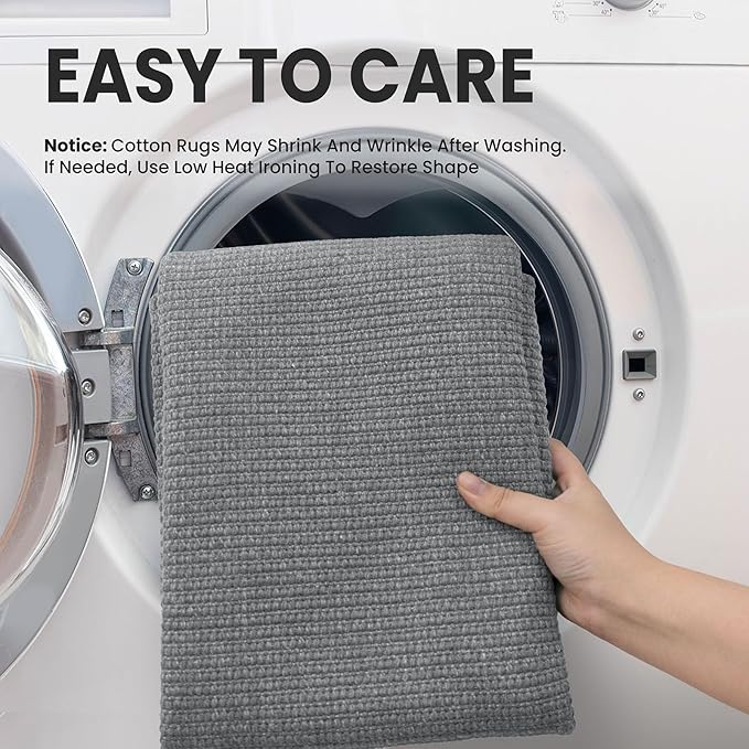 EARTHALL Washable Runner Rug 2.6x8 Ft Non Slip Runners for Hallways Cotton Rubber Backed Kitchen Runner Braided Indoor Floor Carpet Runners for Entryway, Hallway, Kitchen, Bedroom, Charcoal Gray