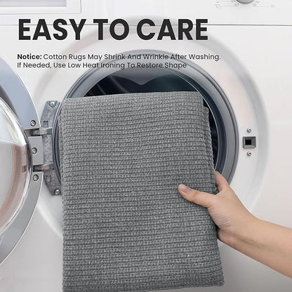 EARTHALL Washable Runner Rug 3x10 Ft Non Slip Runners for Hallways Long Cotton Rubber Backed Kitchen Runner Braided Indoor Floor Carpet Runners for Entryway, Hallway, Kitchen, Charcoal Gray