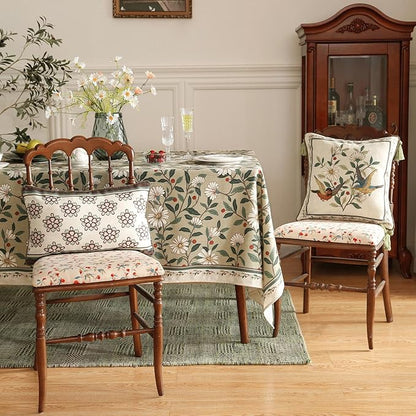 ISAENNE Design Lumbar Brown Floral Linen Throw Pillow Covers 12"x20" Pack of 2, White Simple Elegant Daisy Pattern Cushion Covers Decor Pillowcases for Bed,Living Room,Outdoor,Car