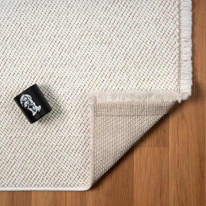 LUXE WEAVERS Solid Machine Woven Cream 2x3 Area Rug, Indoor Stain-Resistant Carpet
