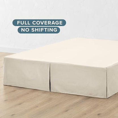 Bare Home Twin XL Bed Skirt - 15-Inch Tailored Drop Easy Fit - Bed Skirt for Twin Extra Long Beds - Center & Corner Pleats (Twin XL, Sand)