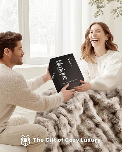 Ultra Soft Cozy Faux Fur Throw Blanket, Fuzzy Plush Thick Bubble Blanket, Oversize Luxury Fluffy Blanket for Couch, Sofa, Bedroom, and Living Room,50x60 Inches,Tie-Dye Light Taupe