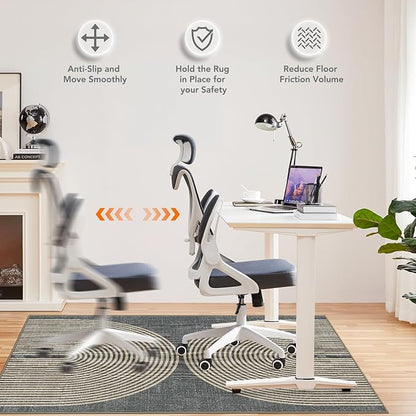 Office Chair Mat for Hardwood Floor&Tile Floor,48"X 60" Heavy Duty Desk Chair Mat for Hard Floors,Under Desk Rug for Rolling Computer Chair,Anti Slip,Low Pile Carpet Floor-Geo Grey