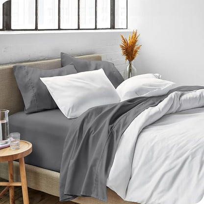 Bare Home Split King Sheet Set - 1800 Ultra-Soft Microfiber Bed Sheets - Double Brushed - Deep Pockets - Easy Fit - 5 Piece Set - Bed Sheets & Pillowcases (Split King, Grey)