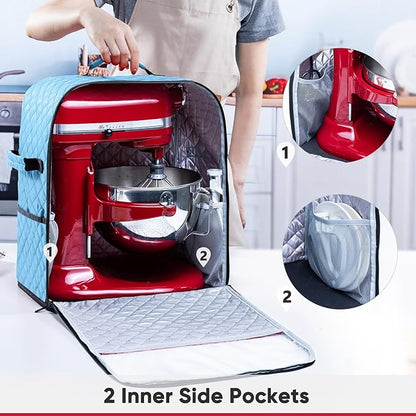 BAGSPRITE Stand Mixer Cover with Appliance Sliders Base Compatible with KitchenAid Mixer-Storage Bag for 6/7/8 Quart with Pockets for Kitchen Aid Accessories and Attachments