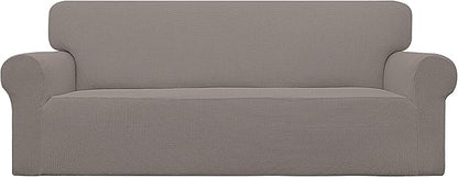 Easy-Going Stretch Oversized Sofa Slipcover 1-Piece Sofa Cover Furniture Protector Couch Soft with Elastic Bottom for Kids, Polyester Spandex Jacquard Fabric Small Checks Taupe