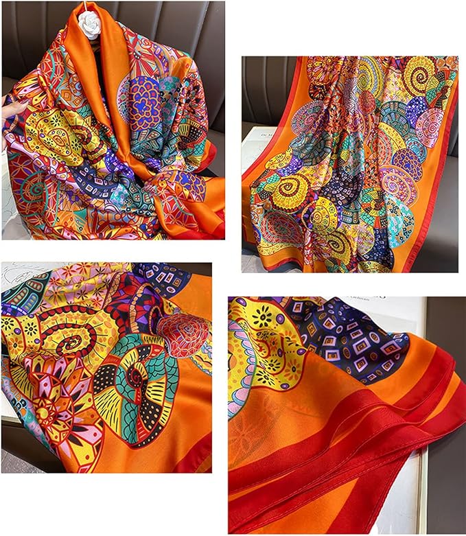 Fashion Scarves Scarf 100% Silk Feeling Scarf Silk Like Scarves Long Lightweight Sunscreen Shawls for Women