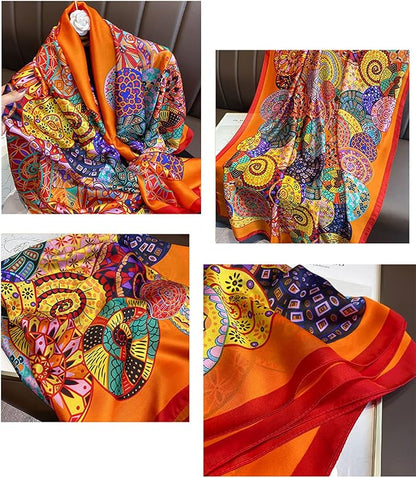 Fashion Scarves Scarf 100% Silk Feeling Scarf Silk Like Scarves Long Lightweight Sunscreen Shawls for Women