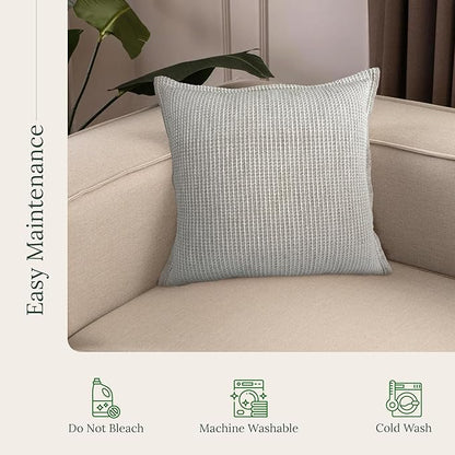 SanVia Oat Haven Premium Cotton Throw Pillow Covers, 20 x 20 Inches, Luxurious Handwoven Reversible Couch Pillow Covers with Hidden Zipper, Elegant Home Décor, Insert Not Included