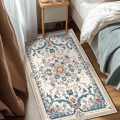 3x5 Boho Entryway Rug Beige Oriental Area Rug Indoor Entrance Non Slip Door Mat Stain Resistant Washable Machine Soft Low Pile Small Carpet Bathroom Kitchen