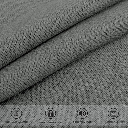 Easy-Going Linen Look Blackout Curtain Grommet Window Curtain Drapes for Bedroom, Living Room Thermal Insulated Room Darkening (2 Panels, 42x84 inch, Grey)
