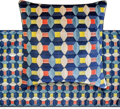 The HomeCentric Blue Bed Runner for King/Queen/Twin Velvet Decorative Bed Scarf 53"x18" Bed Runner Without Pillow Cover, Geometric Bed Scarf Bedroom Décor Accent - Blue Patterns