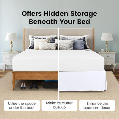 Utopia Bedding California King Bed Skirt - Soft Quadruple Pleated Ruffle - Easy Fit with 16 Inch Tailored Drop - Hotel Quality, Shrinkage and Fade Resistant (Cal King, White)