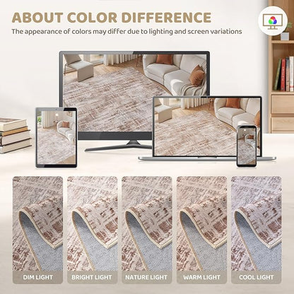 2x3 Entryway Area Rugs: Washable Neutral Abstract Small Rug Door Mat Non-Slip Soft Low Pile Indoor Carpe for Entrance Kitchen Front Door Bathroom Entry Kids Room - Red Brown