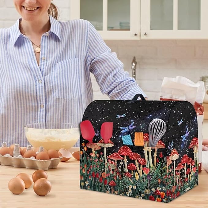 Mushroom Dragonfly Mixer Covers Stand Mixer Dustproof Cover Compatible with Kitchen Aid Mixer Washable Stand Mixer Covers for 6-8 Qt Mixer